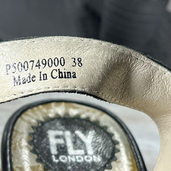 Fly London Women’s Black Leather Gladiator Wedges Sandals Size EU 38 US 7 - Picture 6 of 10